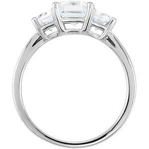 Cubic Zirconia Engagement Ring- The Belle (3-stone with Half-Moon Accents)