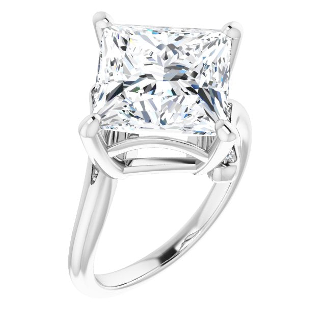 10K White Gold Customizable 11-stone Princess/Square Cut Design with Bypass Channel Accents