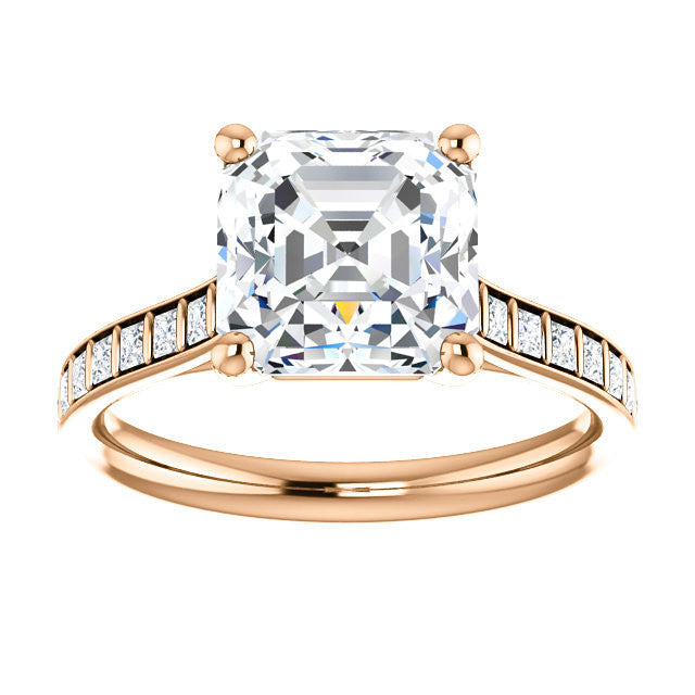 CZ Wedding Set, Style 04-30 feat The Gloria engagement ring (Customizable Princess Channel)