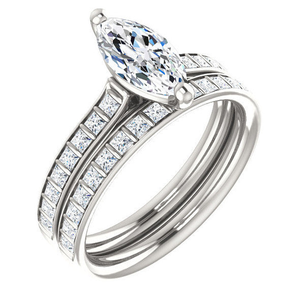 CZ Wedding Set, Style 04-30 feat The Gloria engagement ring (Customizable Princess Channel)