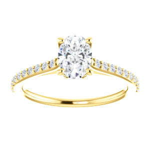 Cubic Zirconia Engagement Ring- The Tanisha (Customizable Cathedral-set Oval Cut Design with Thin Pavé Band)