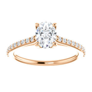 Cubic Zirconia Engagement Ring- The Tanisha (Customizable Cathedral-set Oval Cut Design with Thin Pavé Band)