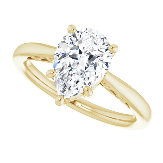 Cubic Zirconia Engagement Ring- The Abbey Ro (Customizable Pear Cut Solitaire with 'Incomplete' Decorations)