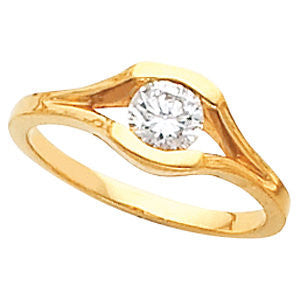 Cubic Zirconia Engagement Ring- The Jessie (0.15-1.50 Carat Round Bezel Solitaire with Split Band)