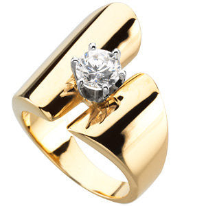 Cubic Zirconia Engagement Ring- The Mia Caitlin (Customizable Wide Ultra-modern Asymmetrical Solitaire)