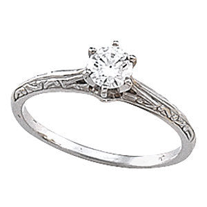 Cubic Zirconia Engagement Ring- The Debra (Customizable Hand-engraved Cathedral Solitaire)