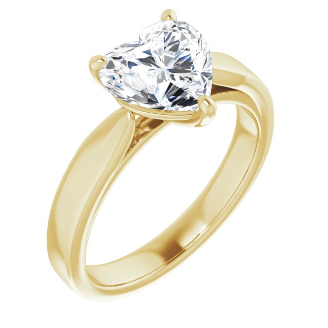 Cubic Zirconia Engagement Ring- The Eden (Customizable Heart Cut Cathedral Solitaire with Wide Tapered Band)