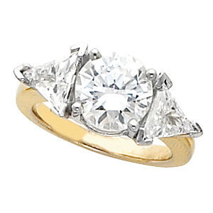Cubic Zirconia Engagement Ring- The Randi (3-stone Round and Triangle Cut with Two-tone Option)