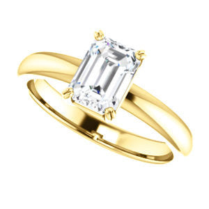 Cubic Zirconia Engagement Ring- The Marie Rosalind (Customizable Emerald Cut Solitaire with Tooled Trellis Design)