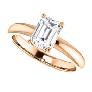 Cubic Zirconia Engagement Ring- The Marie Rosalind (Customizable Emerald Cut Solitaire with Tooled Trellis Design)