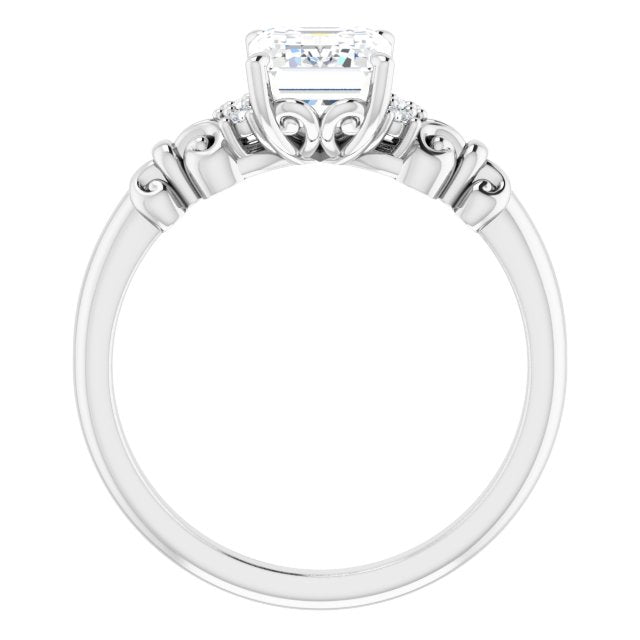 Cubic Zirconia Engagement Ring- The Lark (Customizable 7-stone Radiant Cut Design with Vertical Round-Channel Accents)