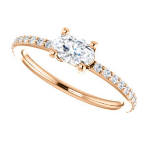 Cubic Zirconia Engagement Ring- The Blaire (Customizable Oval Cut with Petite Pavé Band)