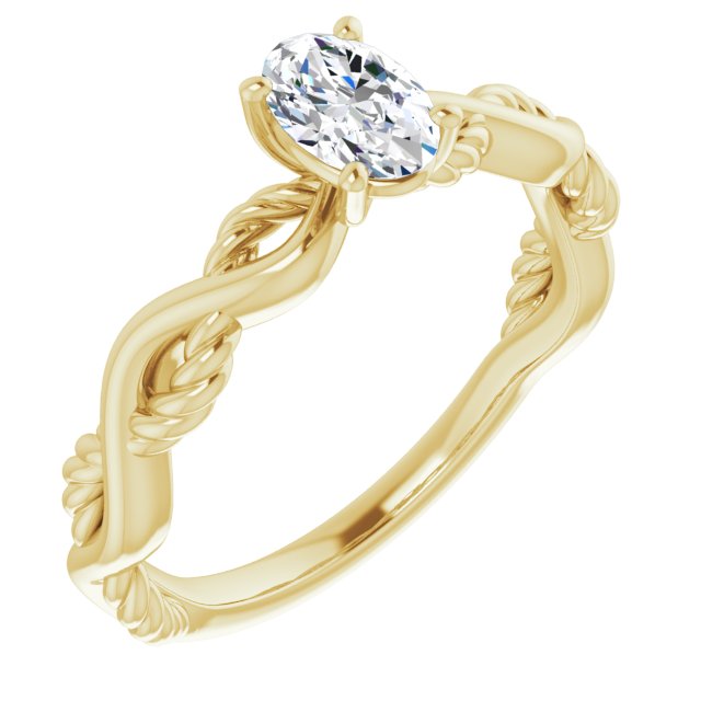10K Yellow Gold Customizable Oval Cut Solitaire with Twisting Split Band