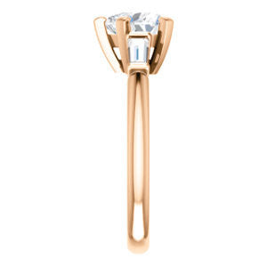 Cubic Zirconia Engagement Ring- The Monica (Customizable Heart Cut Center with Dual Tapered Baguettes)