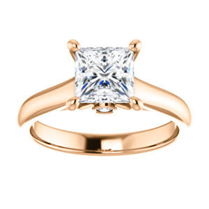 Cubic Zirconia Engagement Ring- The Tawanda (Customizable Princess Cut Cathedral Setting with Peekaboo Accents)