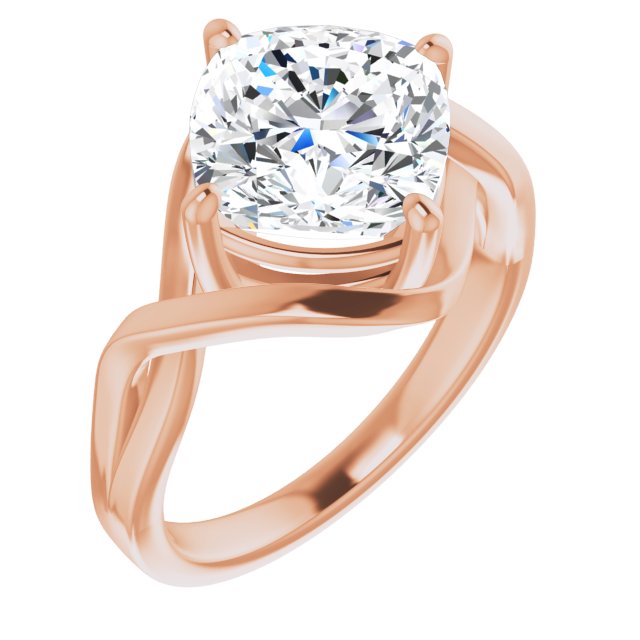 10K Rose Gold Customizable Cushion Cut Hurricane-inspired Bypass Solitaire