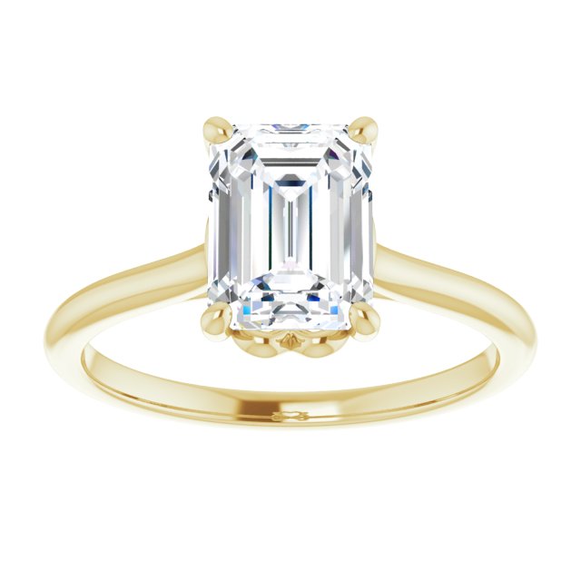 Cubic Zirconia Engagement Ring- The Josepha (Customizable Cathedral-style Radiant Cut Solitaire with Decorative Heart Prong Basket)