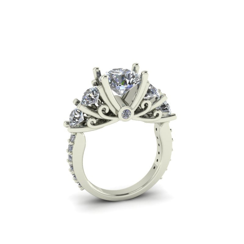 Cubic Zirconia Engagement Ring- The Arwen (5 Stone Woven Prong with band accents)