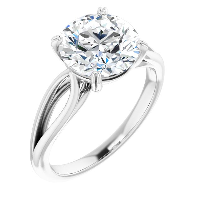 14K White Gold Customizable Round Cut Solitaire with Wide-Split Band