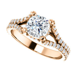 Cubic Zirconia Engagement Ring- The Marilyn (Customizable Cathedral-set Cushion Cut Center with Split-Pavé Band and Prong Accents)