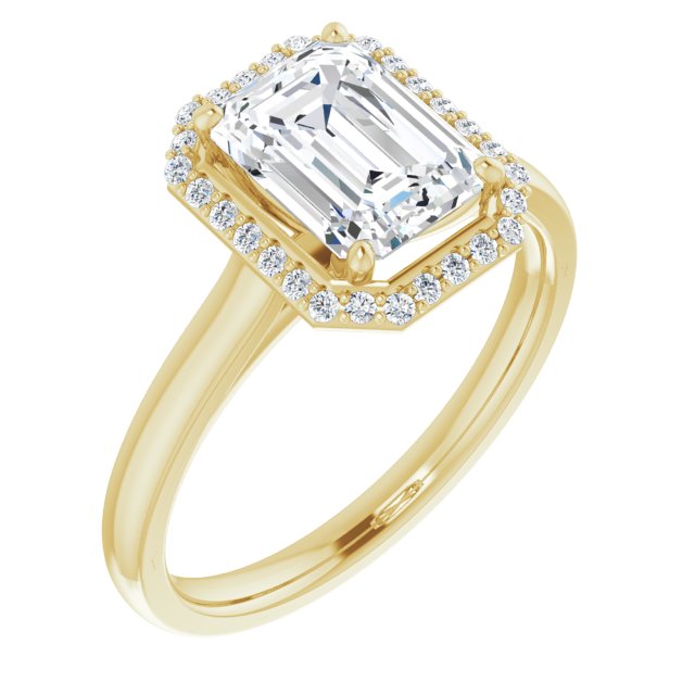 Cubic Zirconia Engagement Ring- The Amber (Customizable Halo-Styled Cathedral Radiant Cut Design)