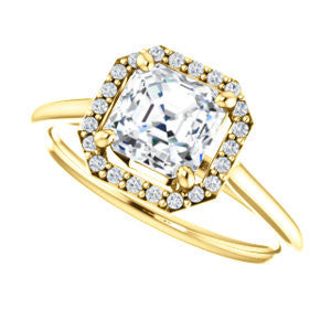 Cubic Zirconia Engagement Ring- The Patrice (Customizable Cathedral-Halo Asscher Cut with Thin Band)