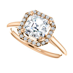 Cubic Zirconia Engagement Ring- The Patrice (Customizable Cathedral-Halo Asscher Cut with Thin Band)