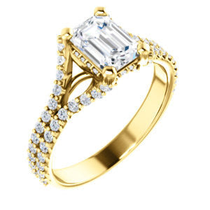 Cubic Zirconia Engagement Ring- The Marilyn (Customizable Cathedral-set Radiant Cut Center with Split-Pavé Band and Prong Accents)