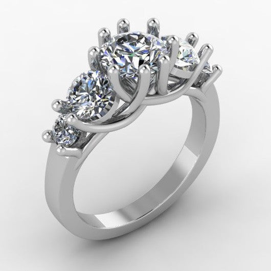 Cubic Zirconia Engagement Ring- Carat TCW 5-Stone Round Cut