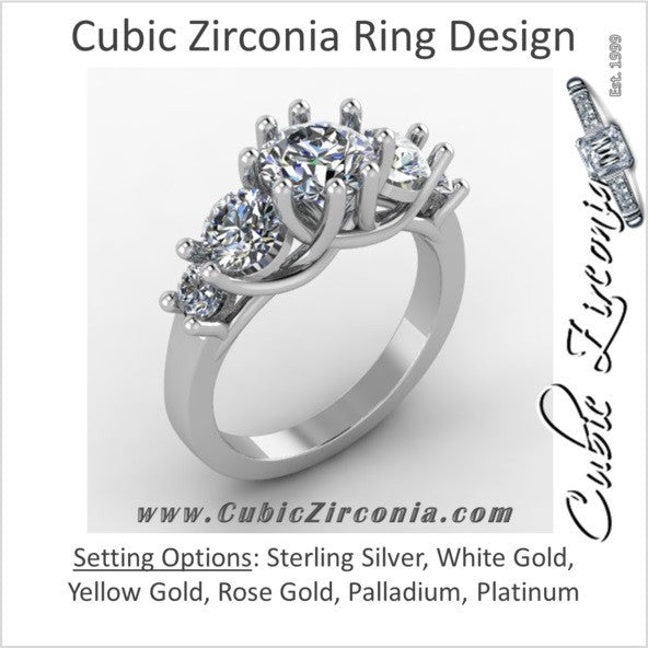 Cubic Zirconia Engagement Ring- 4.5 Carat TCW 5-Stone Round Cut Woven Prongs