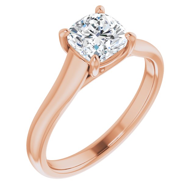 10K Rose Gold Customizable Cushion Cut Cathedral-Prong Solitaire with Decorative X Trellis