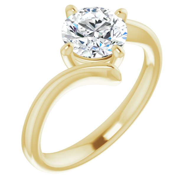 10K Yellow Gold Customizable Round Cut Solitaire with Thin, Bypass-style Band