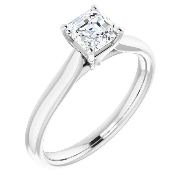 10K White Gold Customizable Cathedral-Prong Asscher Cut Solitaire