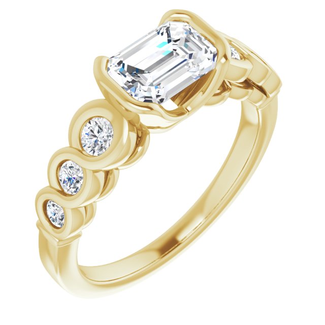 10K Yellow Gold Customizable 7-stone Emerald/Radiant Cut Design with Interlocking Infinity Band