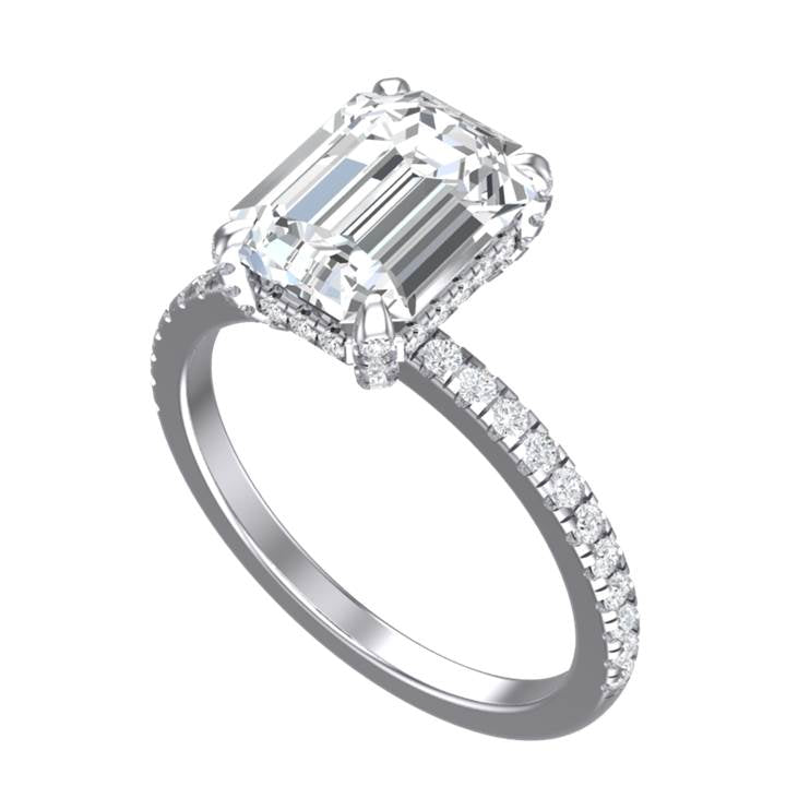 Cubic Zirconia Engagement Ring-*Clearance* The Sparkela (2.0 Carat Radiant Cut with Semi-Eternity Band in Platinum)