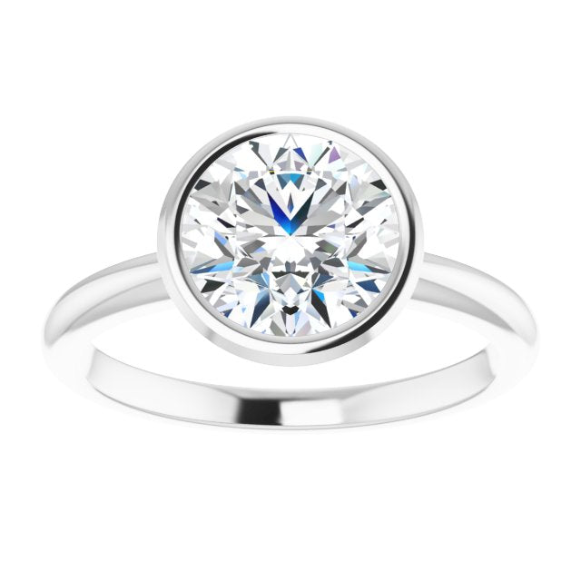 Cubic Zirconia Engagement Ring- The Aeriol (Customizable Bezel-set Round Cut Solitaire with Thin Band)