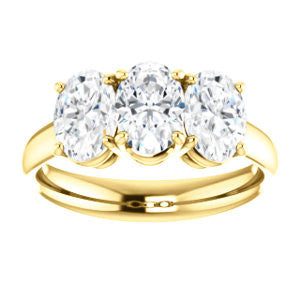 Cubic Zirconia Engagement Ring- The Rita (Customizable Oval Cut Three-stone Style with Dual Oval Cut Accents)