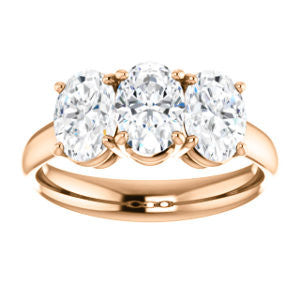 Cubic Zirconia Engagement Ring- The Rita (Customizable Oval Cut Three-stone Style with Dual Oval Cut Accents)