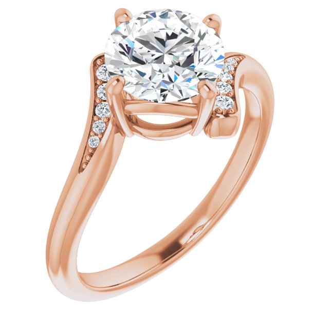 10K Rose Gold Customizable 11-stone Round Cut Design with Bypass Channel Accents