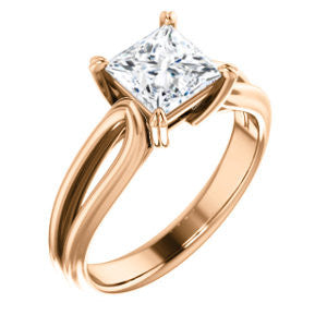Cubic Zirconia Engagement Ring- The Piper (Customizable Princess Cut Solitaire with Flared Split-band)