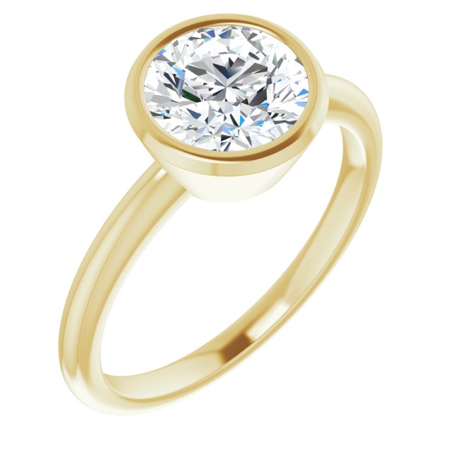 10K Yellow Gold Customizable Bezel-set Round Cut Solitaire with Thin Band