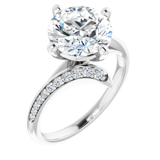 Platinum Customizable Round Cut Style with Artisan Bypass and Shared Prong Band