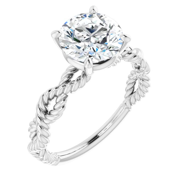 Cubic Zirconia Engagement Ring- The Jazzlyn (Customizable Round Cut Solitaire with Infinity-inspired Twisting-Rope Split Band)