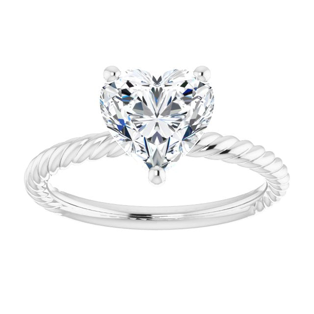 Cubic Zirconia Engagement Ring- The Donna Lea (Customizable Heart Cut Solitaire featuring Braided Rope Band)