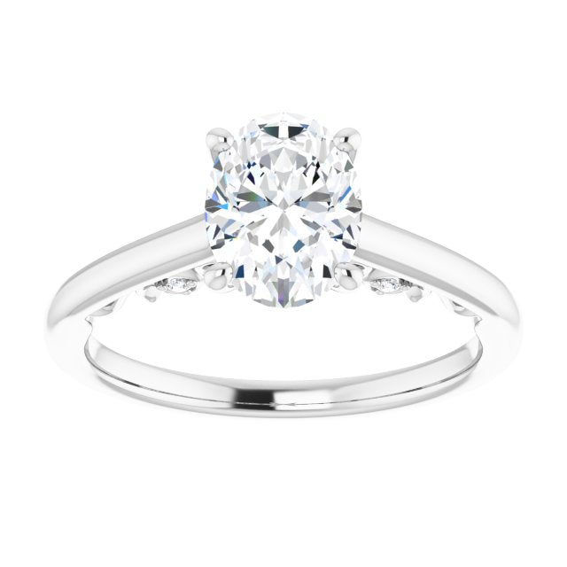 Cubic Zirconia Engagement Ring- The Heilanda (Customizable Cathedral-set Oval Cut Style featuring Peekaboo Trellis Hidden Stones)
