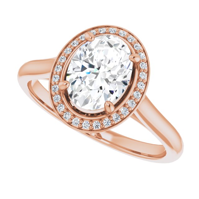 Cubic Zirconia Engagement Ring- The Cielo (Customizable Cathedral-Raised Oval Cut Halo Style)