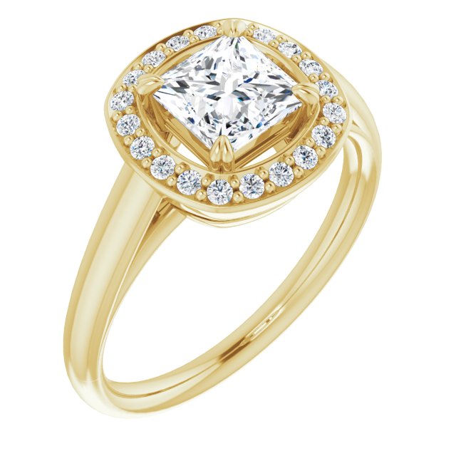 10K Yellow Gold Customizable Princess/Square Cut Design with Loose Halo