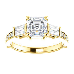 Cubic Zirconia Engagement Ring- The Rosetta (Customizable Asscher Cut Enhanced 5-stone Design with Pavé Band)