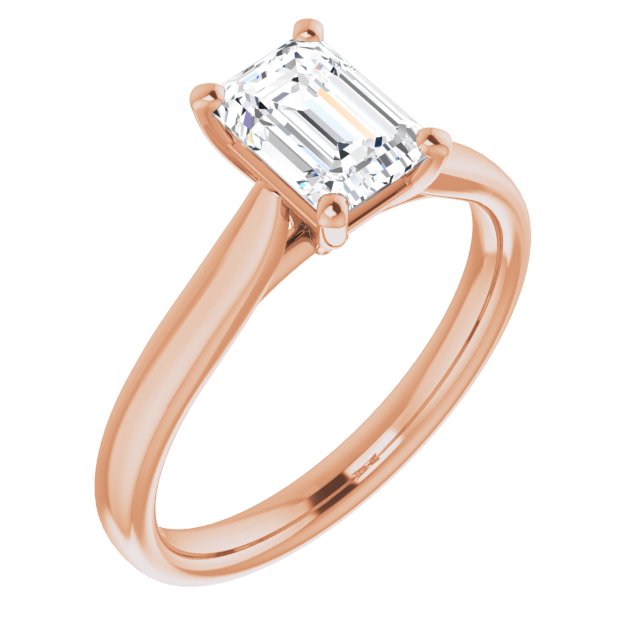 10K Rose Gold Customizable Cathedral-Prong Emerald/Radiant Cut Solitaire