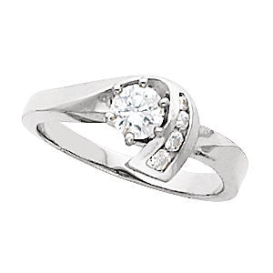 Cubic Zirconia Engagement Ring- The Georgia (Customizable 5-stone with Round Vertical Channel Accents)